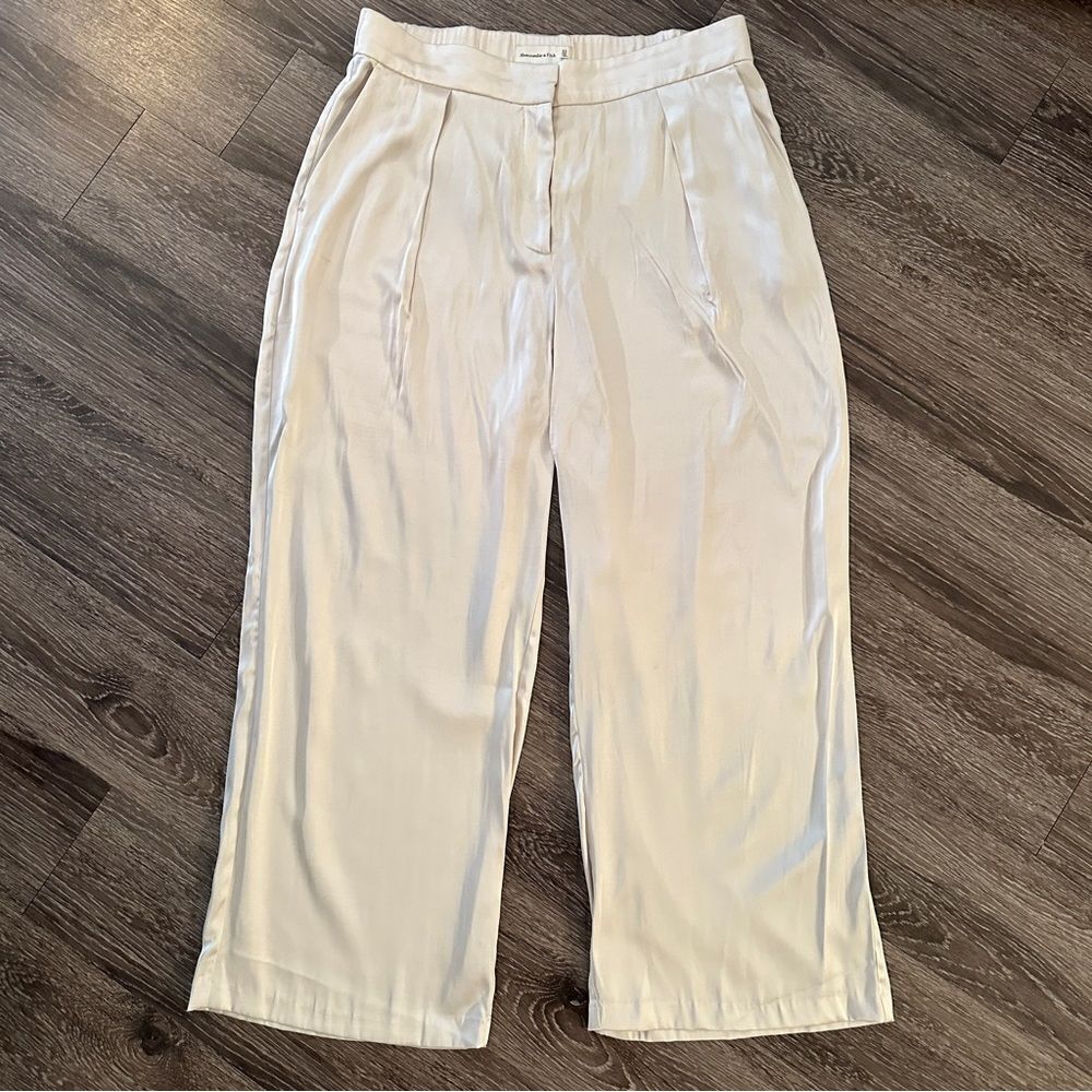 Abercrombie & Fitch Champagne Satin Sloan Trousers
